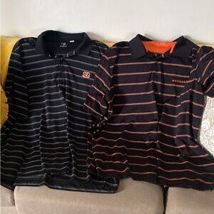 Mens Striped Black and Orange Polo Shirt